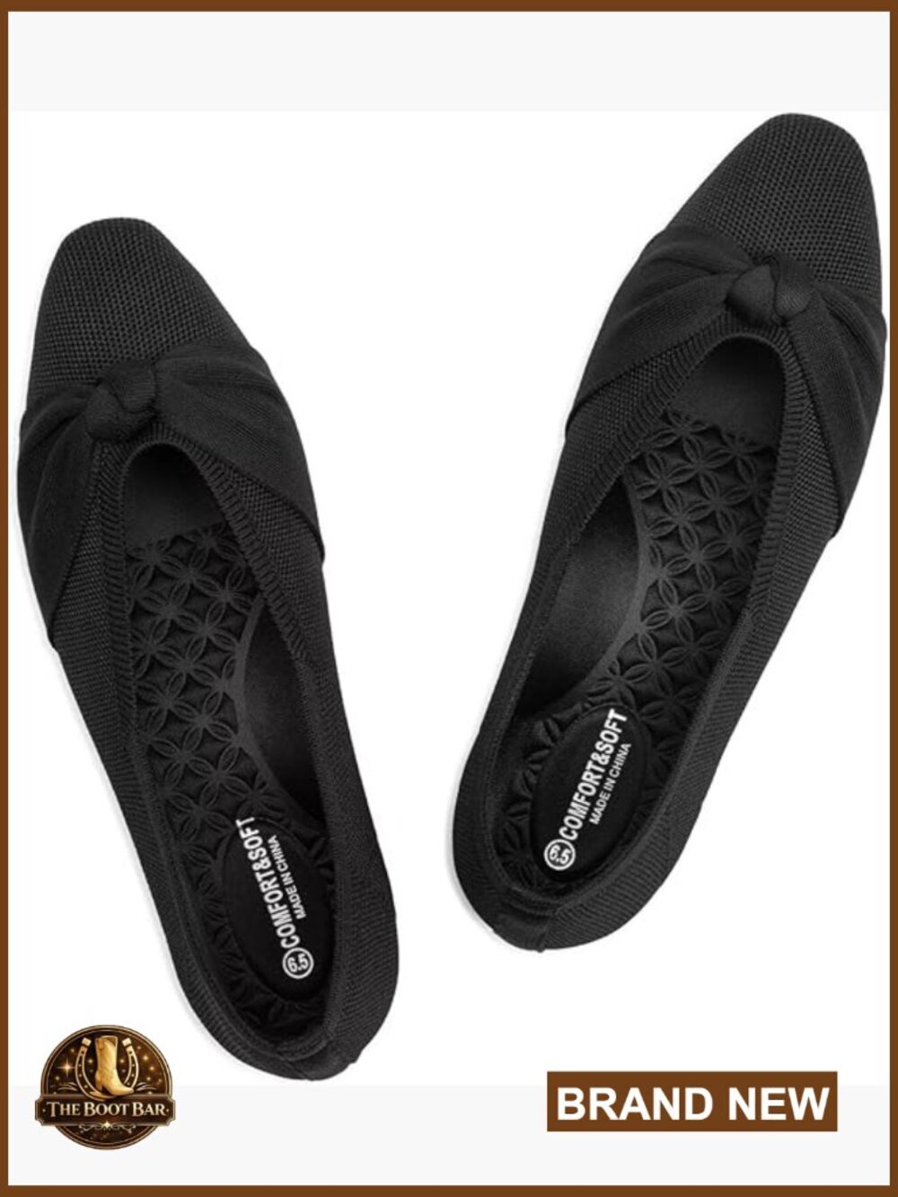 Women's Foldable Ballet Flats - Square Toe Slip-On Comfort Shoes